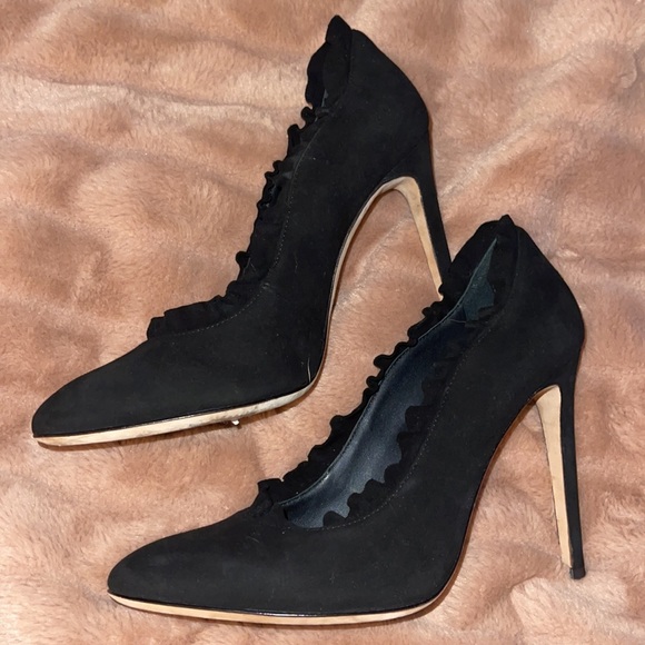 Giuseppe Zanotti - Black suede ruffle heels - Picture 3 of 8